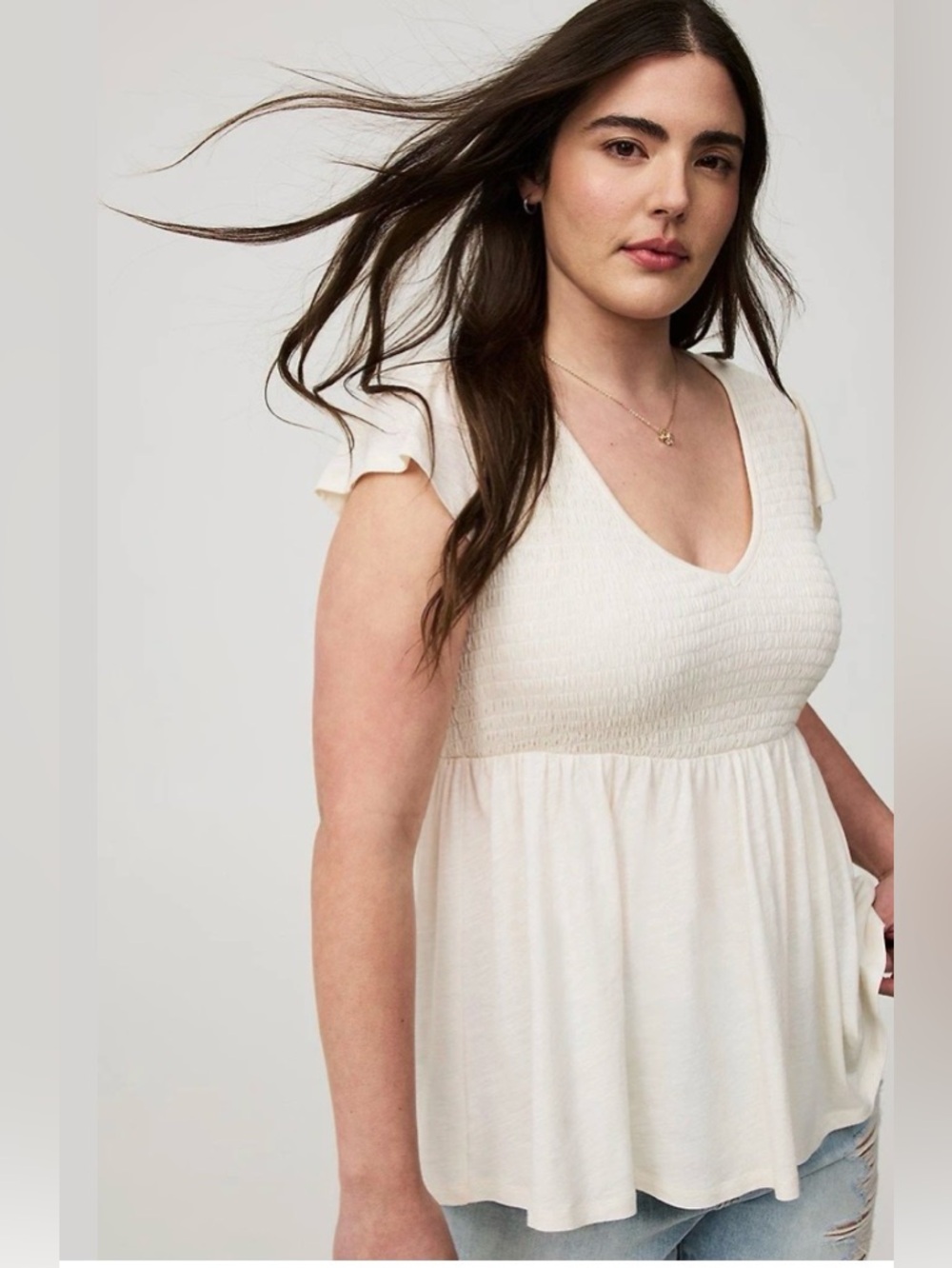 Torrid V-Neck Smocked Babydoll Top 4X